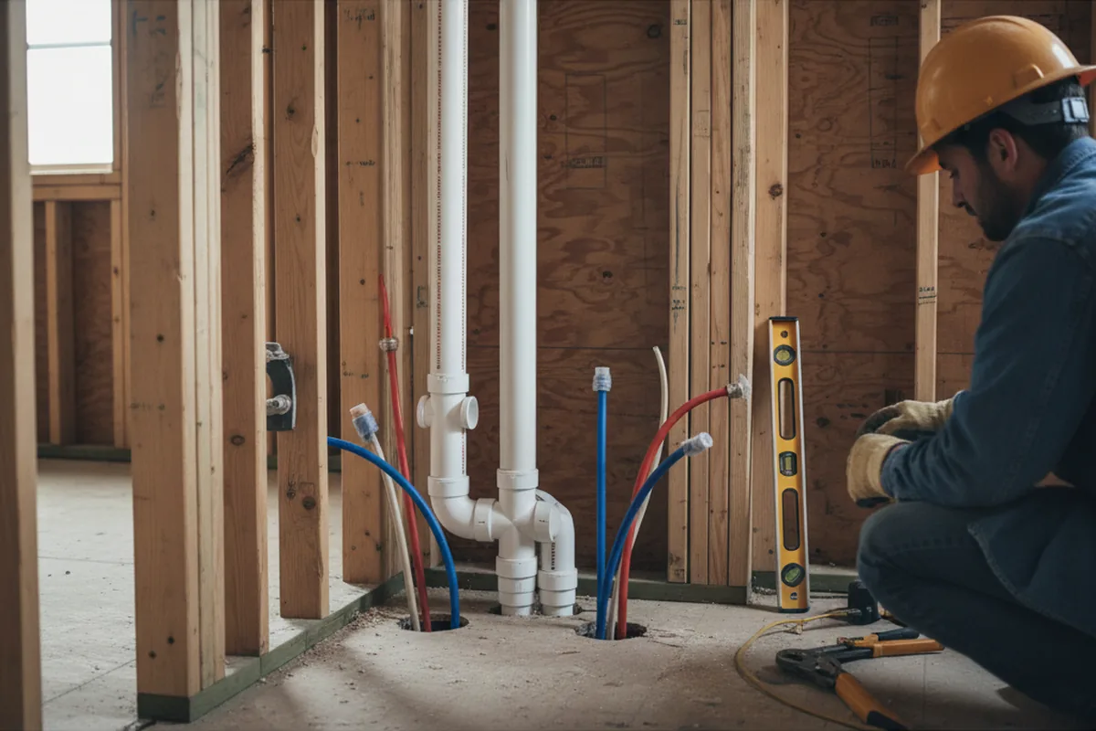 Drain and supply rough-in during Drain Cleaning in Chaplin