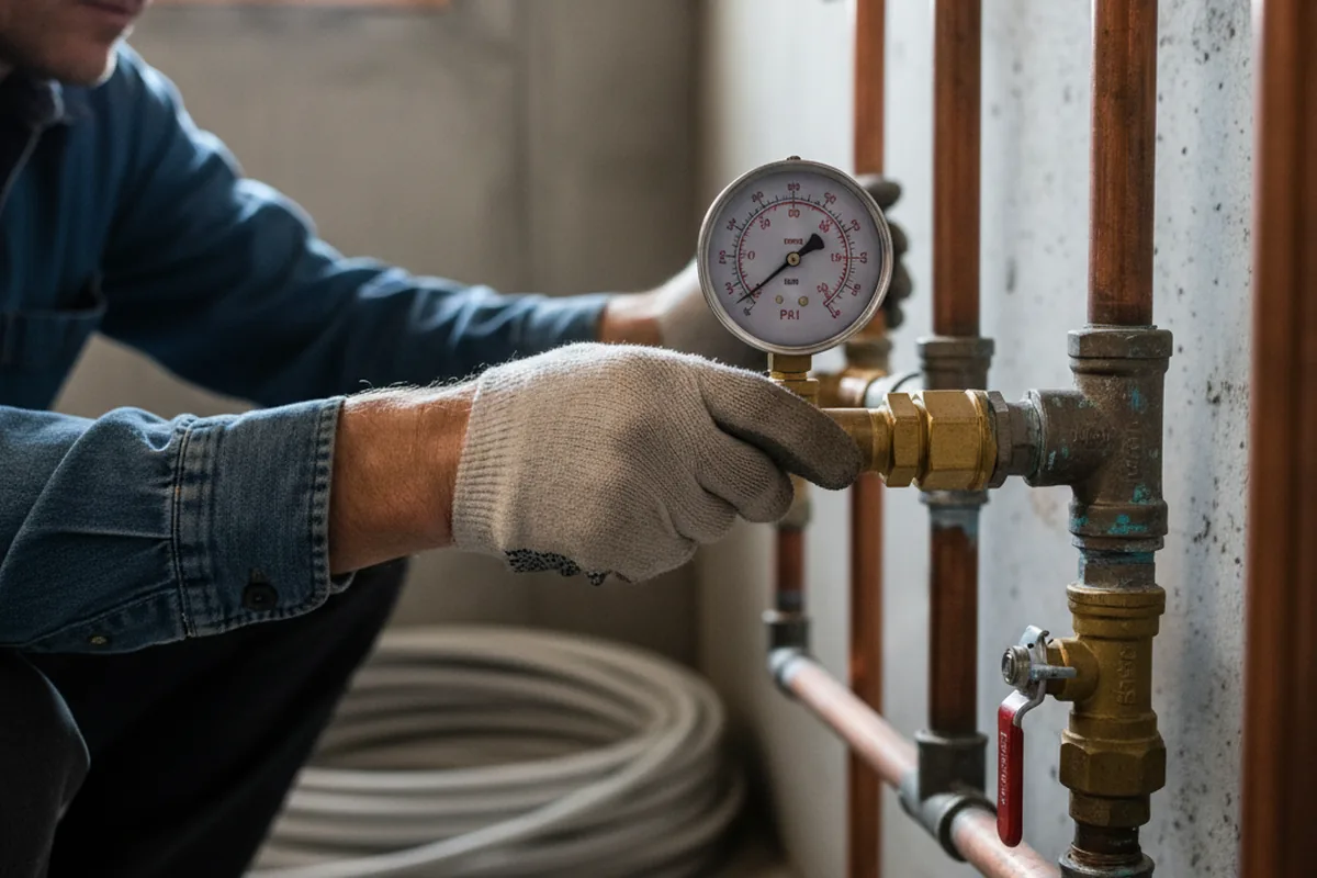 Pressure testing a repaired line during Water Line Repair in Chaplin